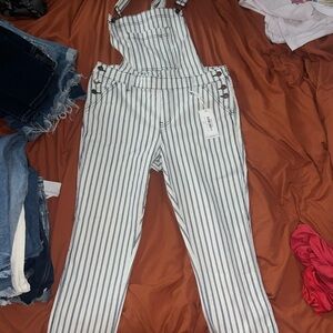 Judy Blue Navy and White Striped Overalls